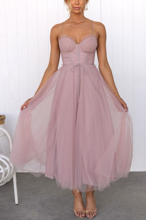 Rosie | Fairytale Maxi Dress Elegant Halter Formal Gown with Lace Detail