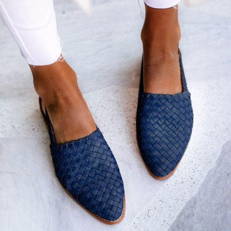 Elsie | Woven Leather Flats for Women Chic Pointed-Toe Slip-On Shoes