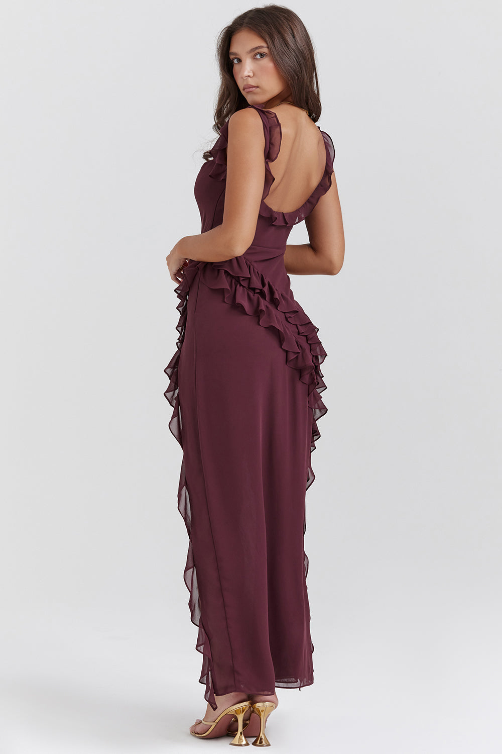 Women's Black Fitted Maxi Dress – Elegant Polyester, Year-Round Wear, Versatile Style