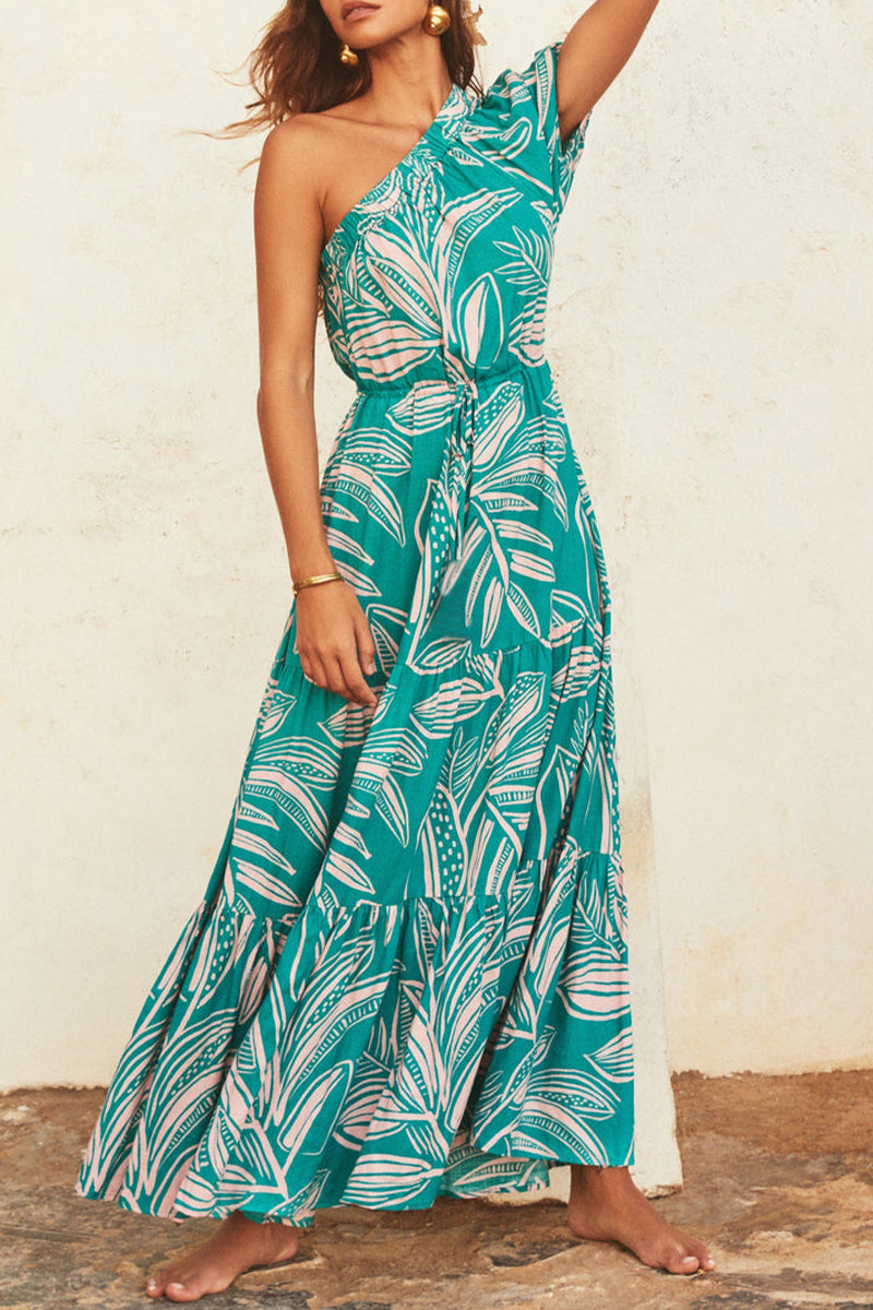 Women's Floral Maxi Dress – Off-Shoulder, Relaxed Fit, Cinched Waist, Summer Ready