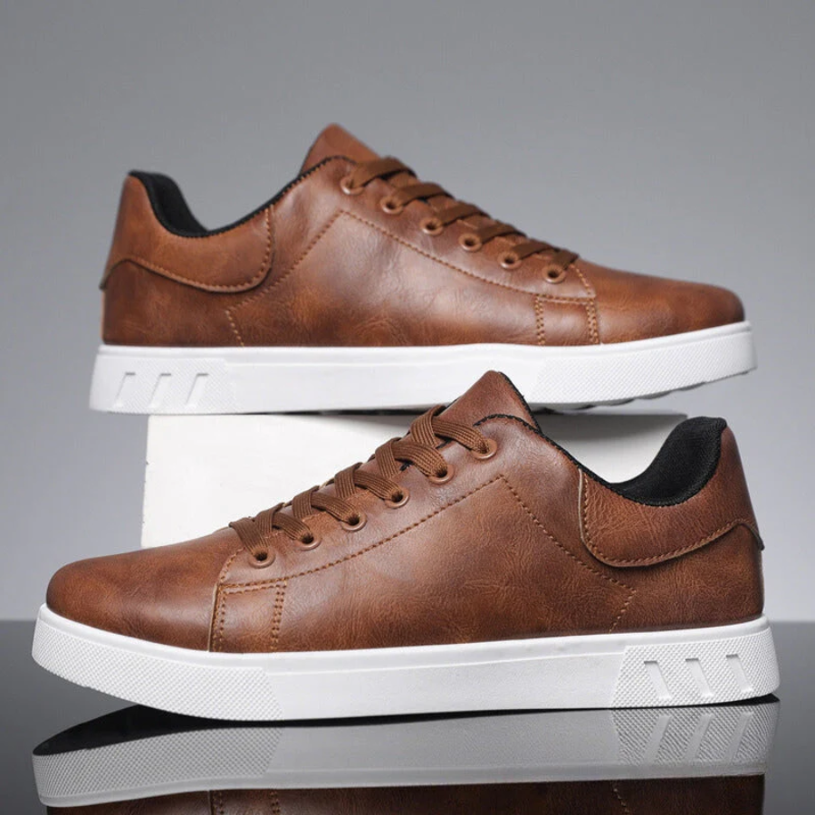 Toby | Men’s Leather Sneakers Breathable, Waterproof, Lace-Up Casual Shoes