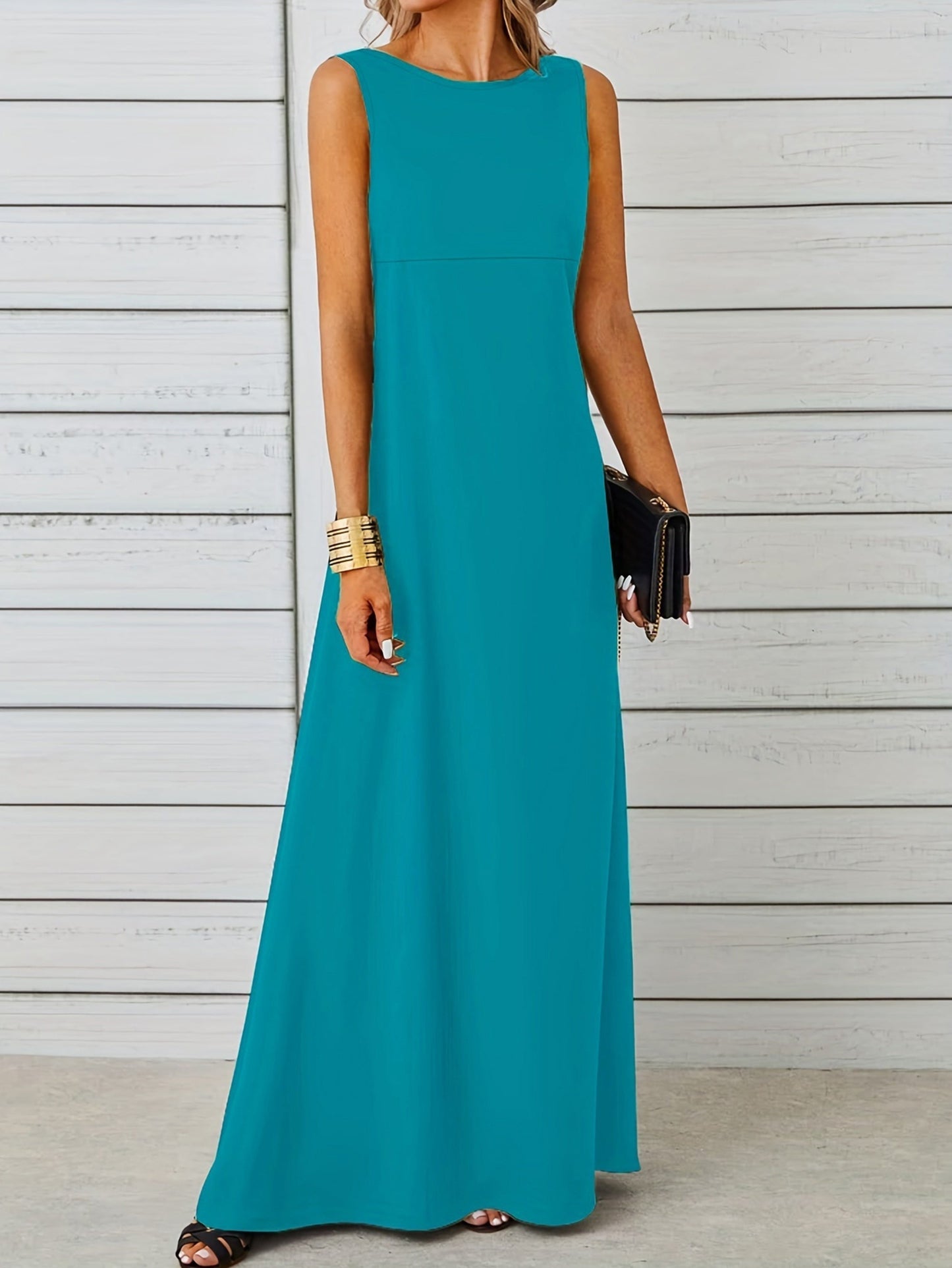 Variant image for Women's Elegant Maxi Dress – Sleeveless, Floor-Length, Round Neck, Formal Fit-25