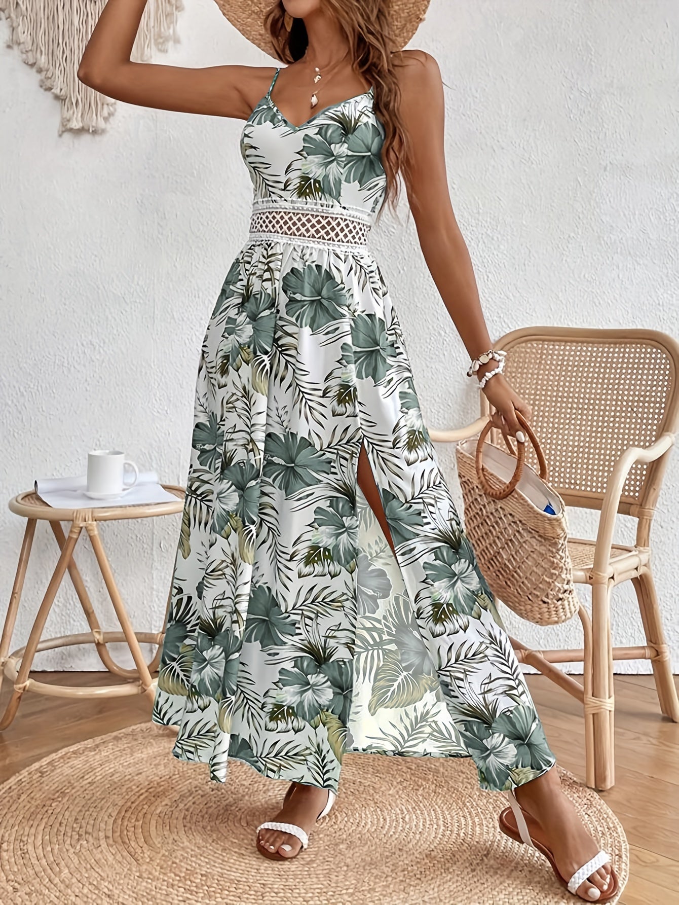 Variant image for Women's Floral Maxi Dress – Sleeveless Sweetheart Neckline, Flowy Fit, Lightweight, Summer Ready-4