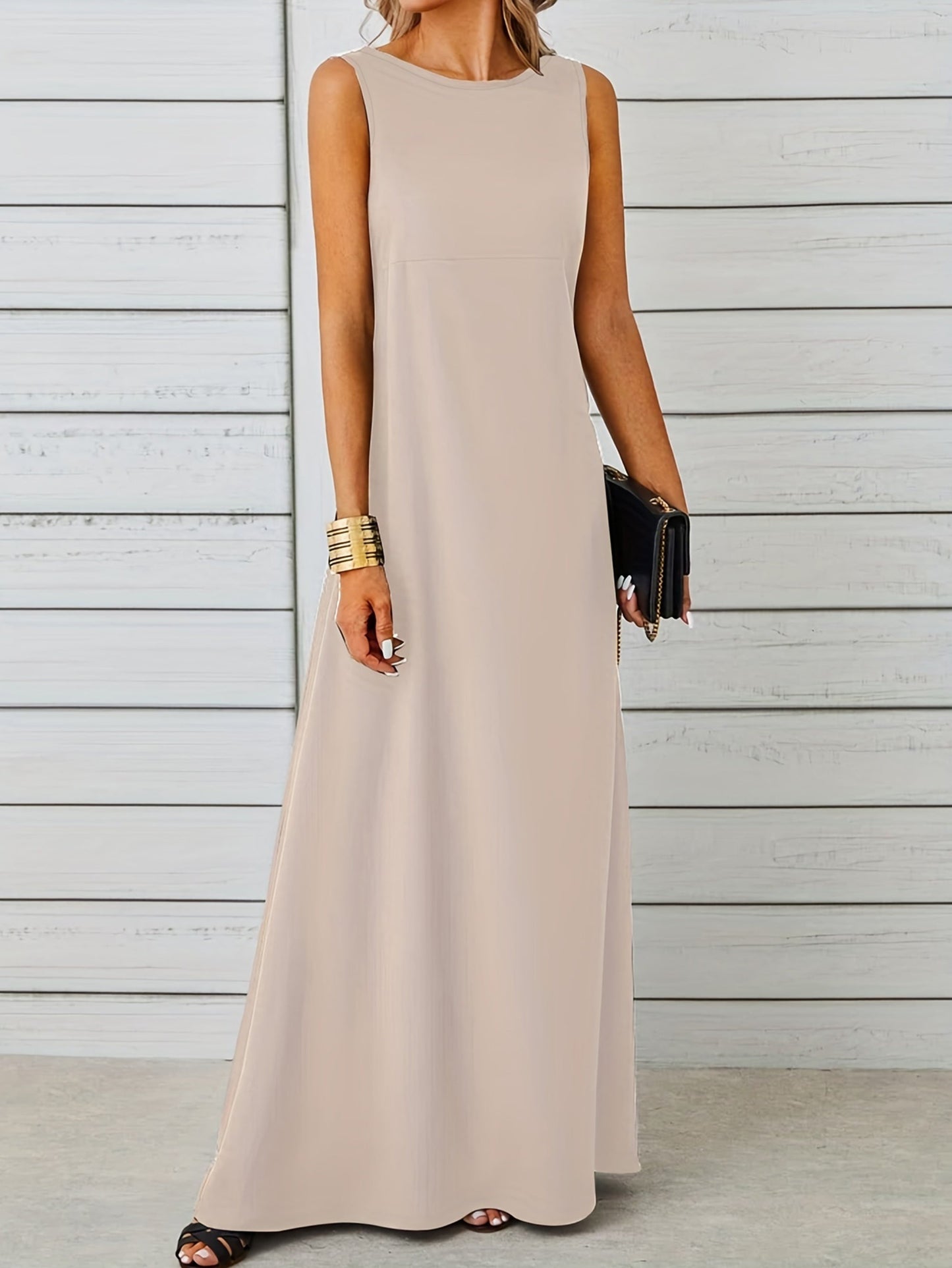Variant image for Women's Elegant Maxi Dress – Sleeveless, Floor-Length, Round Neck, Formal Fit-22