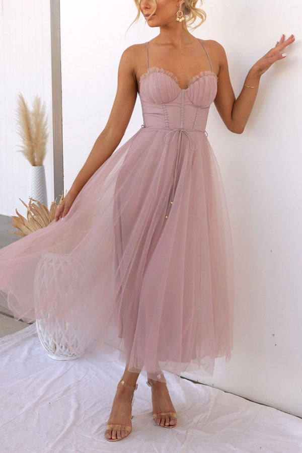 Rosie | Fairytale Maxi Dress Elegant Halter Formal Gown with Lace Detail