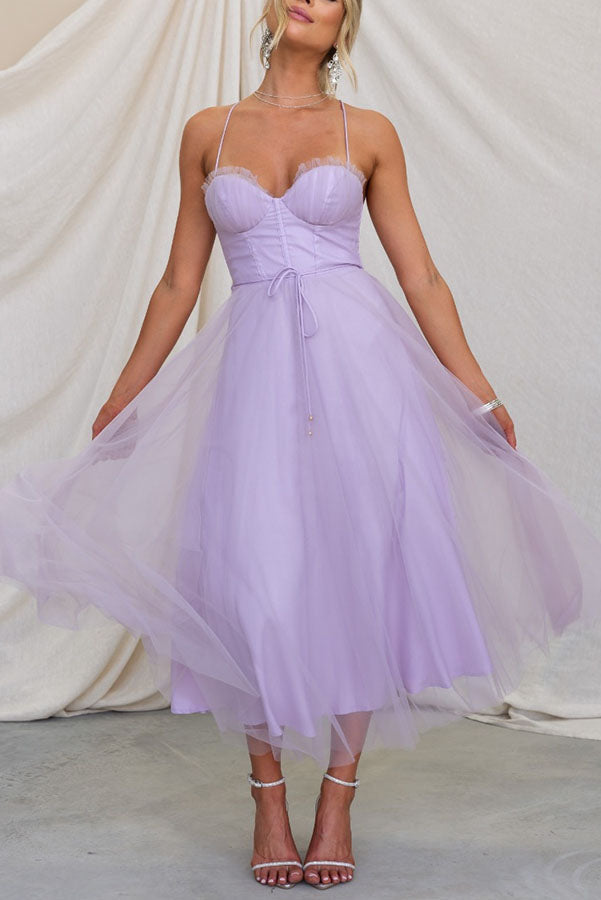 Rosie | Fairytale Maxi Dress Elegant Halter Formal Gown with Lace Detail
