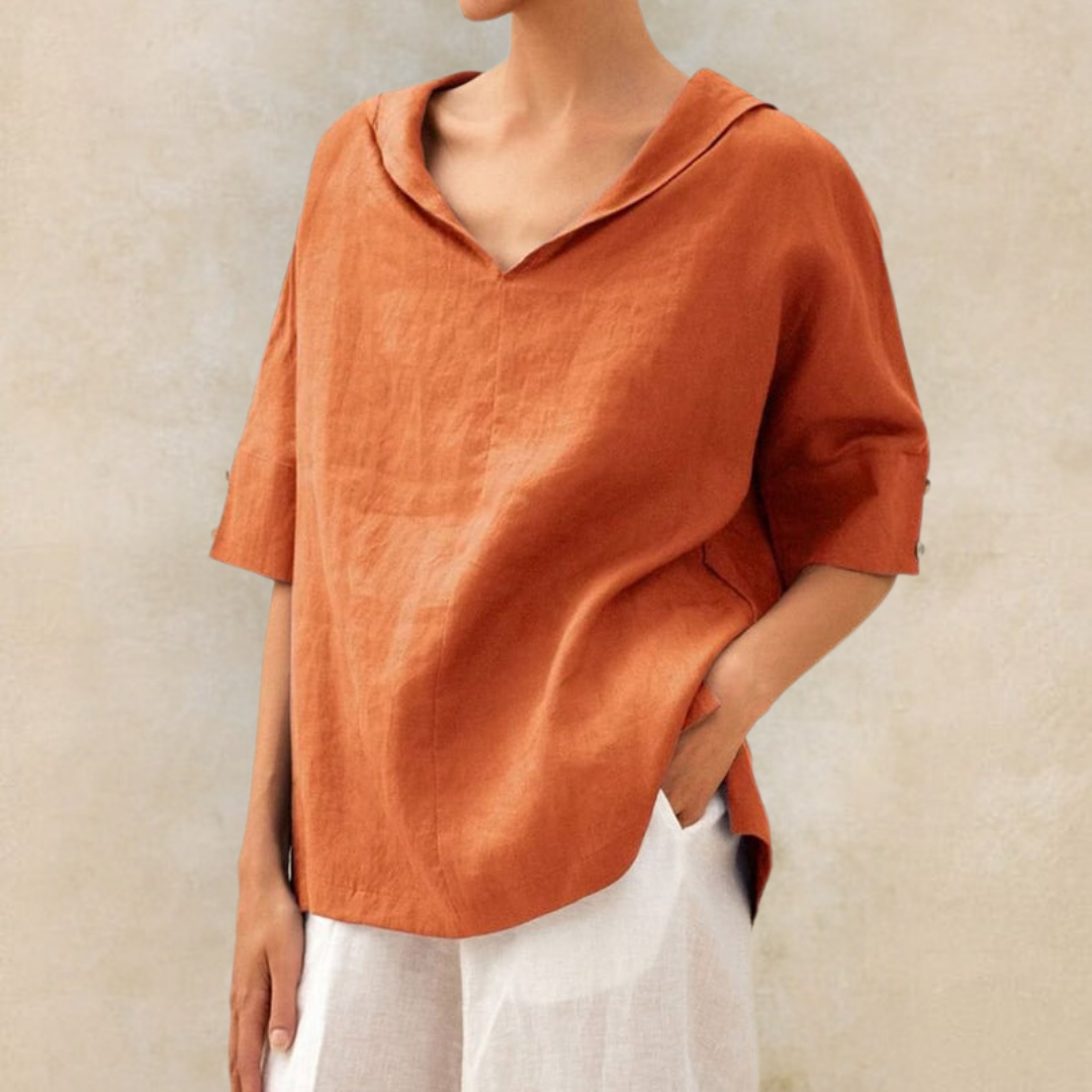 Emilia | Casual V-Neck Shirt Loose-Fit Lightweight Shirt