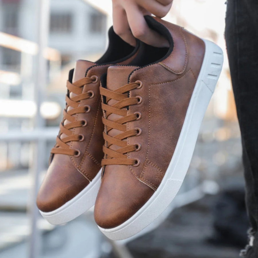 Toby | Men’s Leather Sneakers Breathable, Waterproof, Lace-Up Casual Shoes