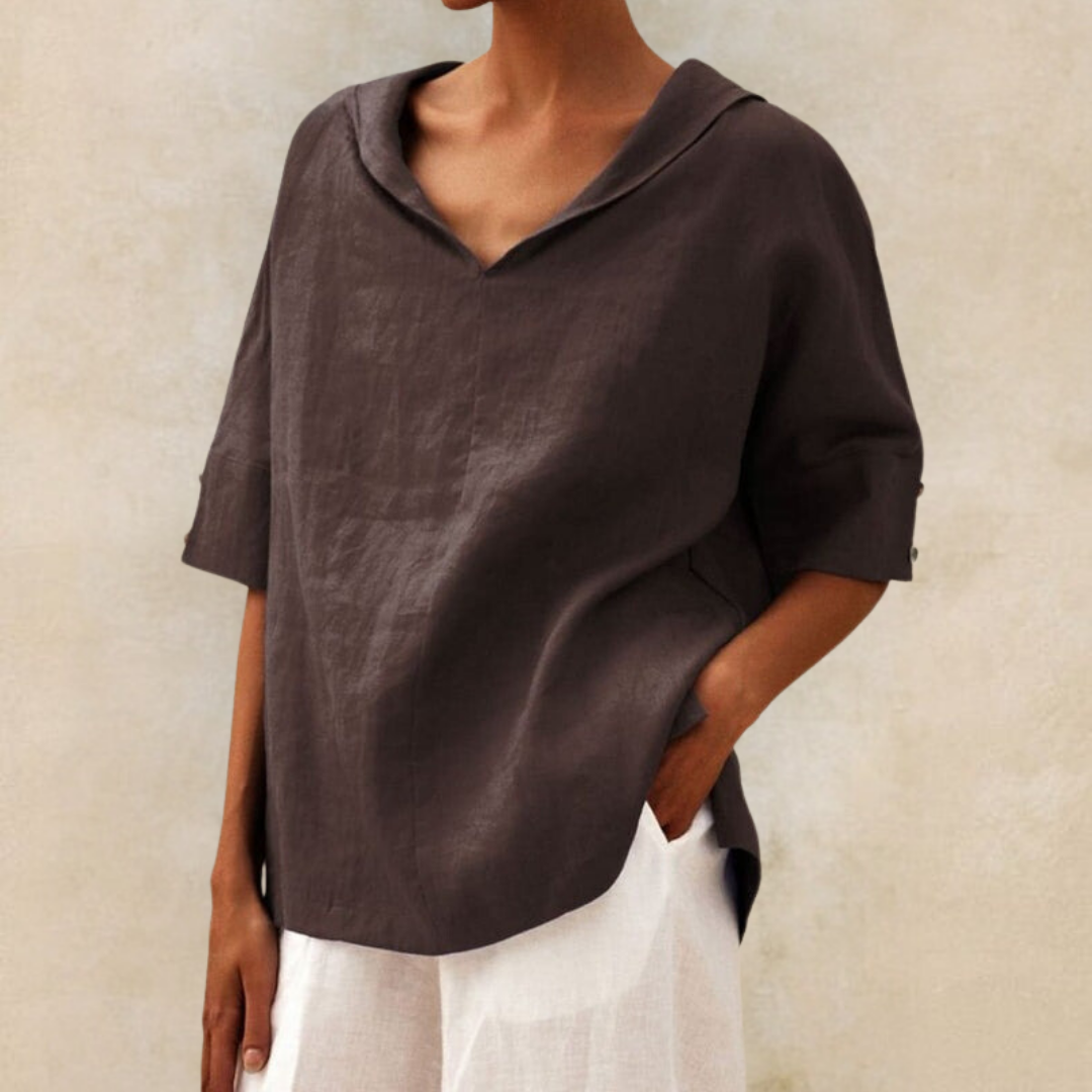 Emilia | Casual V-Neck Shirt Loose-Fit Lightweight Shirt
