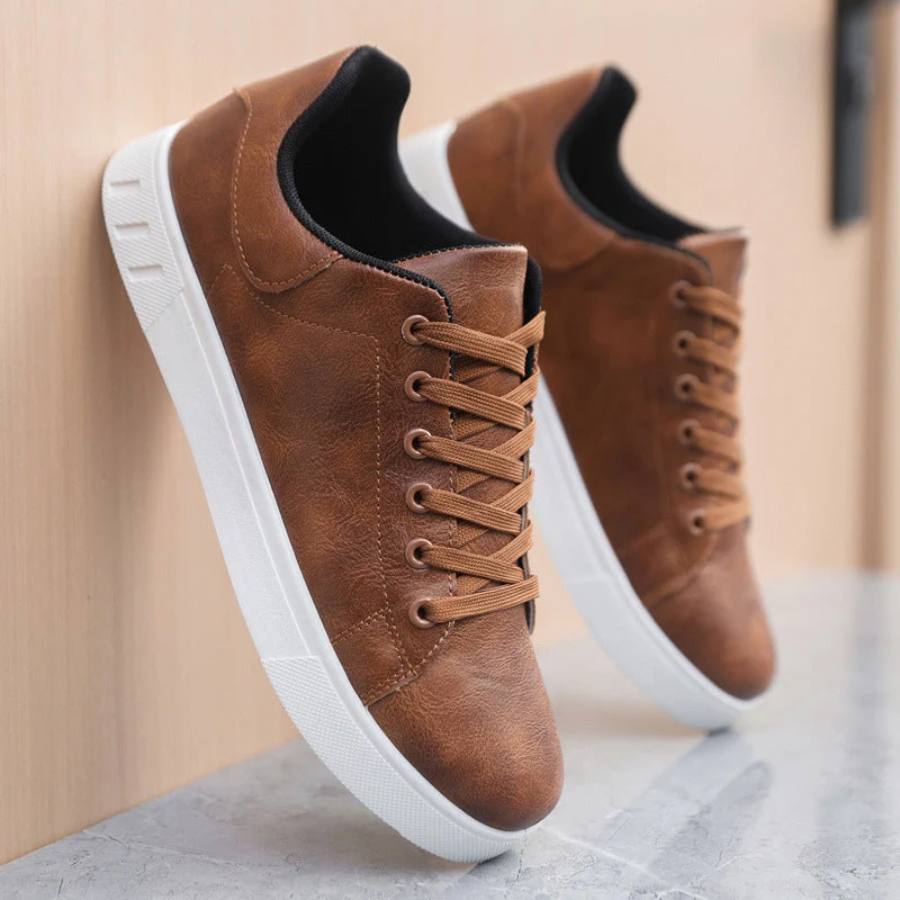 Toby | Men’s Leather Sneakers Breathable, Waterproof, Lace-Up Casual Shoes
