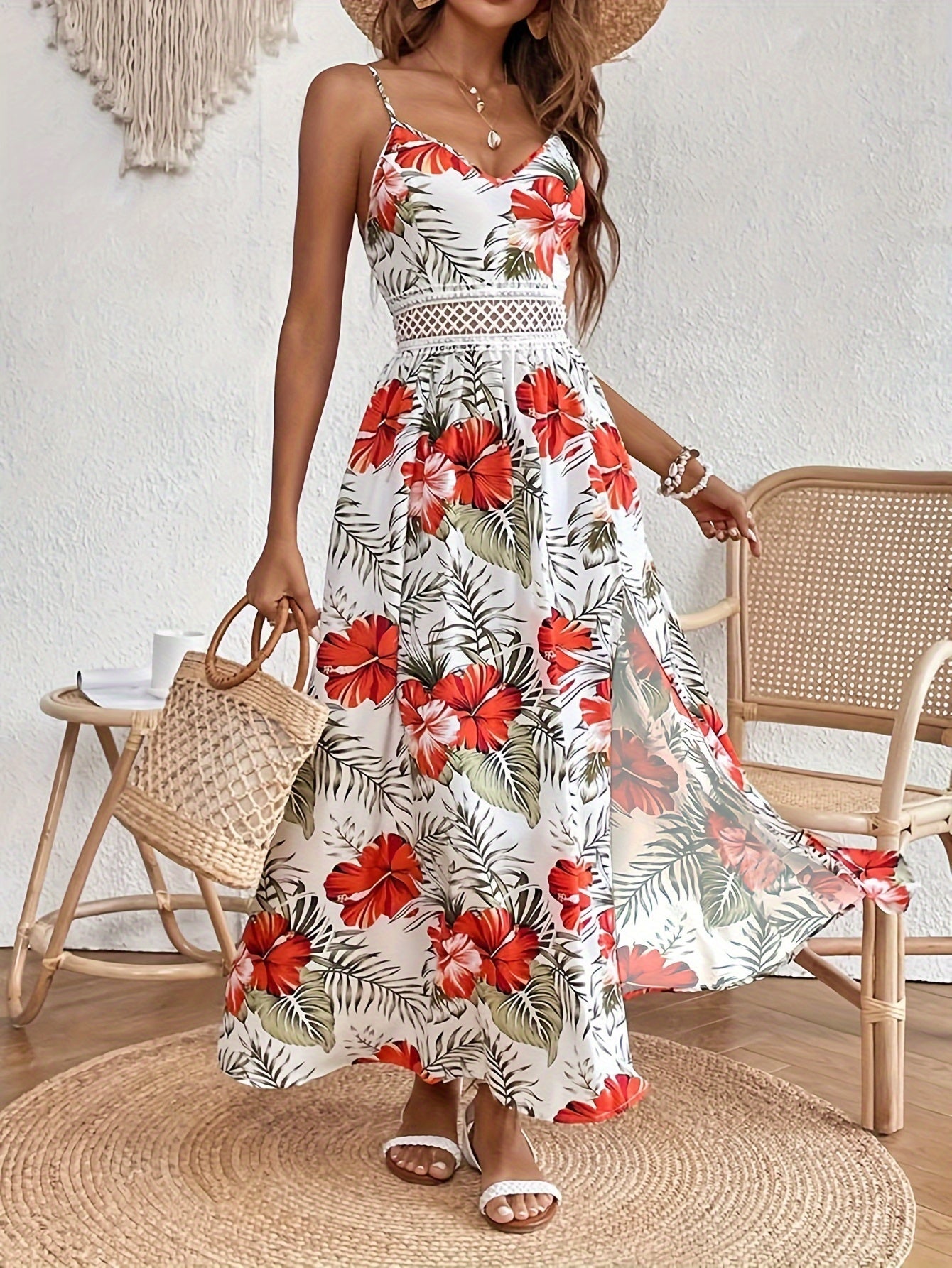 Variant image for Women's Floral Maxi Dress – Sleeveless Sweetheart Neckline, Flowy Fit, Lightweight, Summer Ready-1