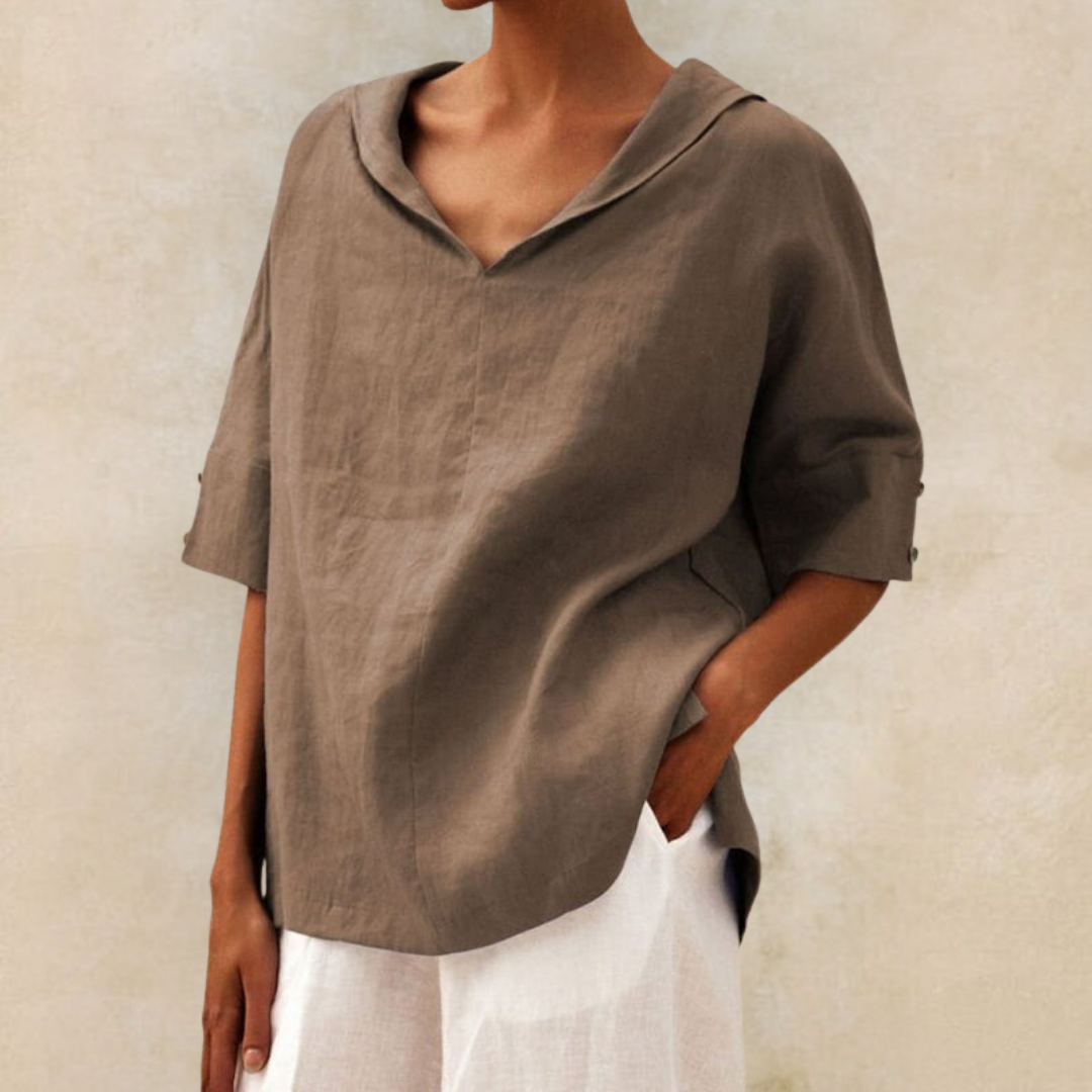 Emilia | Casual V-Neck Shirt Loose-Fit Lightweight Shirt