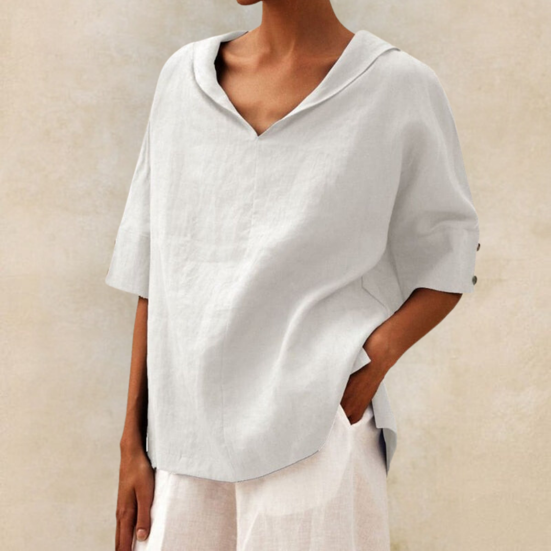 Emilia | Casual V-Neck Shirt Loose-Fit Lightweight Shirt