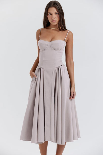 Variant image for Women's Midi Cocktail Dress – Sleeveless Corset Fit, Flattering Polyester, Perfect for Summer-36
