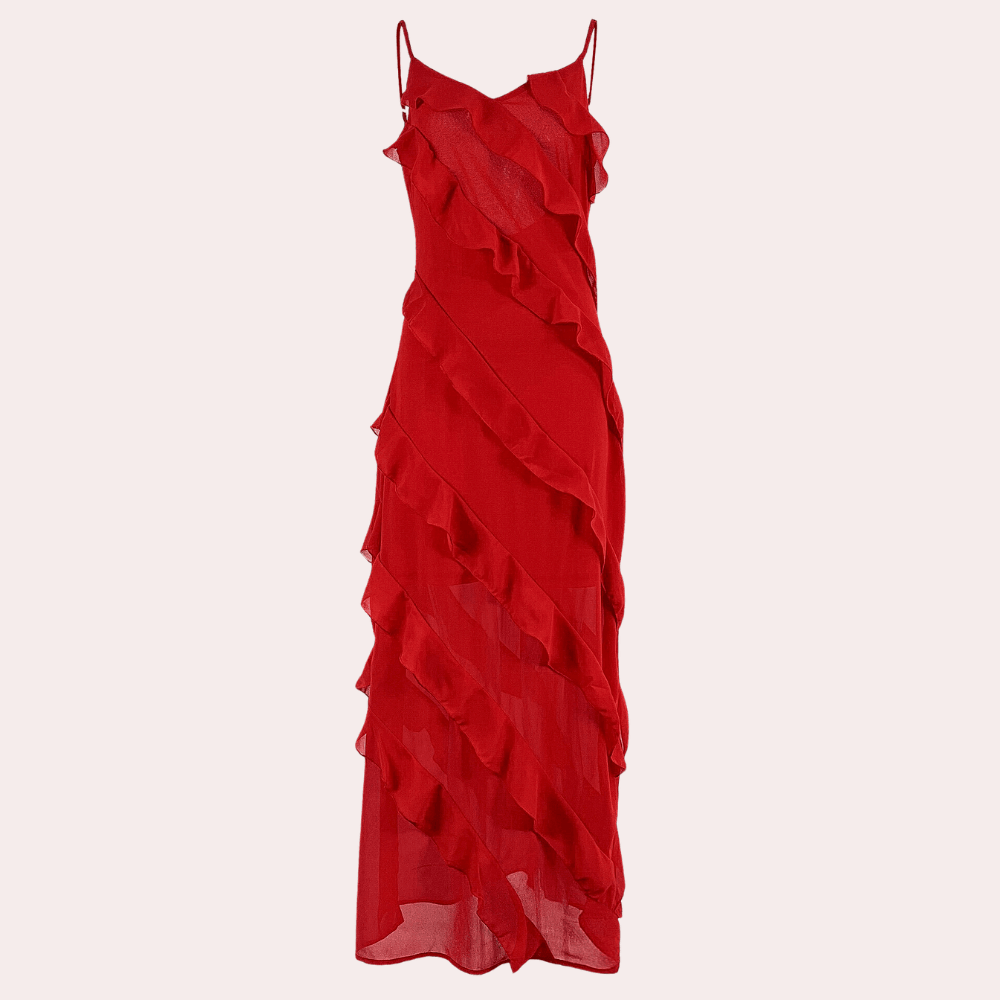 Variant image for Women's Floor Length Evening Gown – Fitted Silhouette, Spaghetti Straps, Elegant Design-5