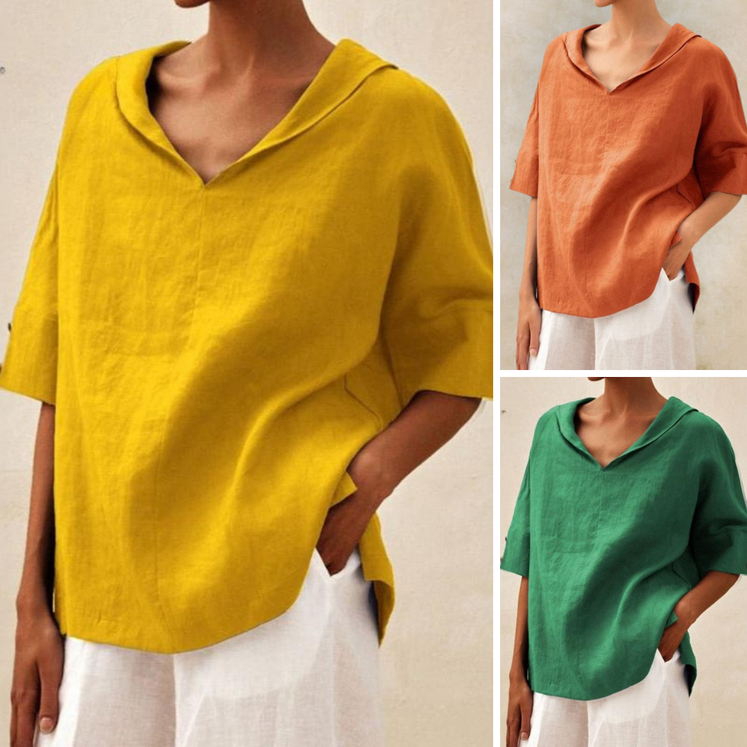 Emilia | Casual V-Neck Shirt Loose-Fit Lightweight Shirt