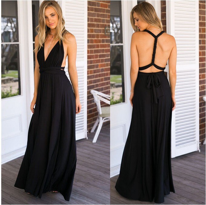 Variant image for Women's A-Line Maxi Dress – Elegant Halter Neck, Backless, Flowy Fit, Summer Ready-5