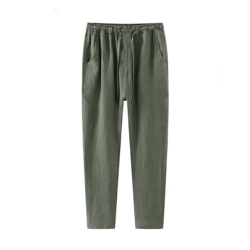 George | Men's Linen Trousers Lightweight Ankle-Length Summer Pants