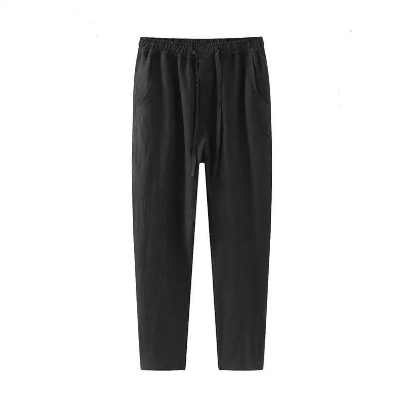 George | Men's Linen Trousers Lightweight Ankle-Length Summer Pants