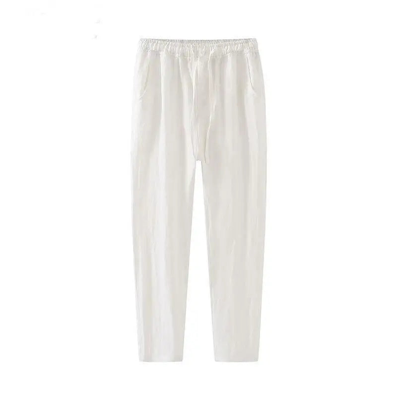 George | Men's Linen Trousers Lightweight Ankle-Length Summer Pants