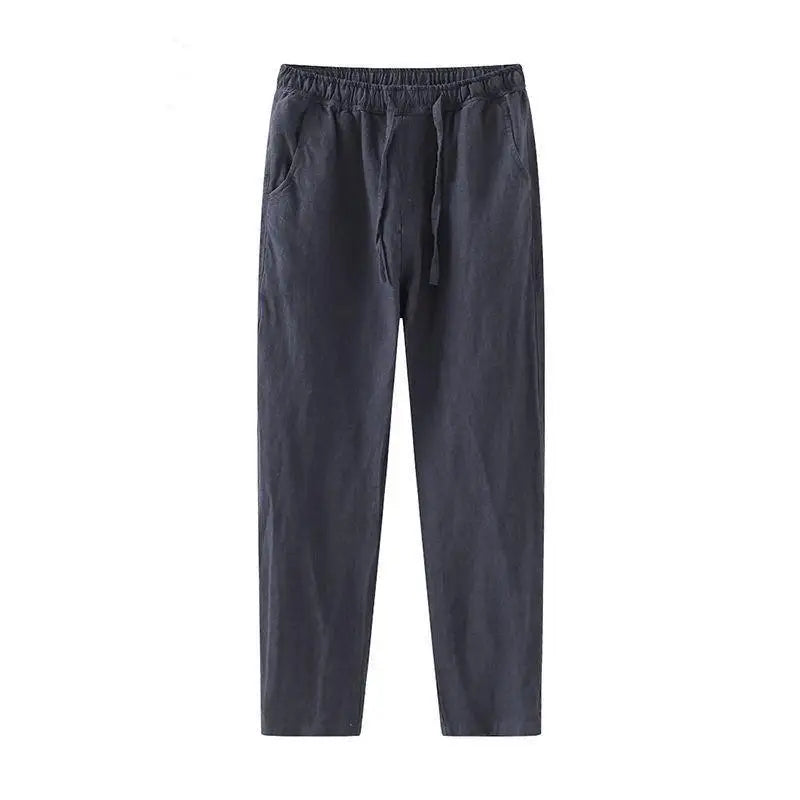 George | Men's Linen Trousers Lightweight Ankle-Length Summer Pants