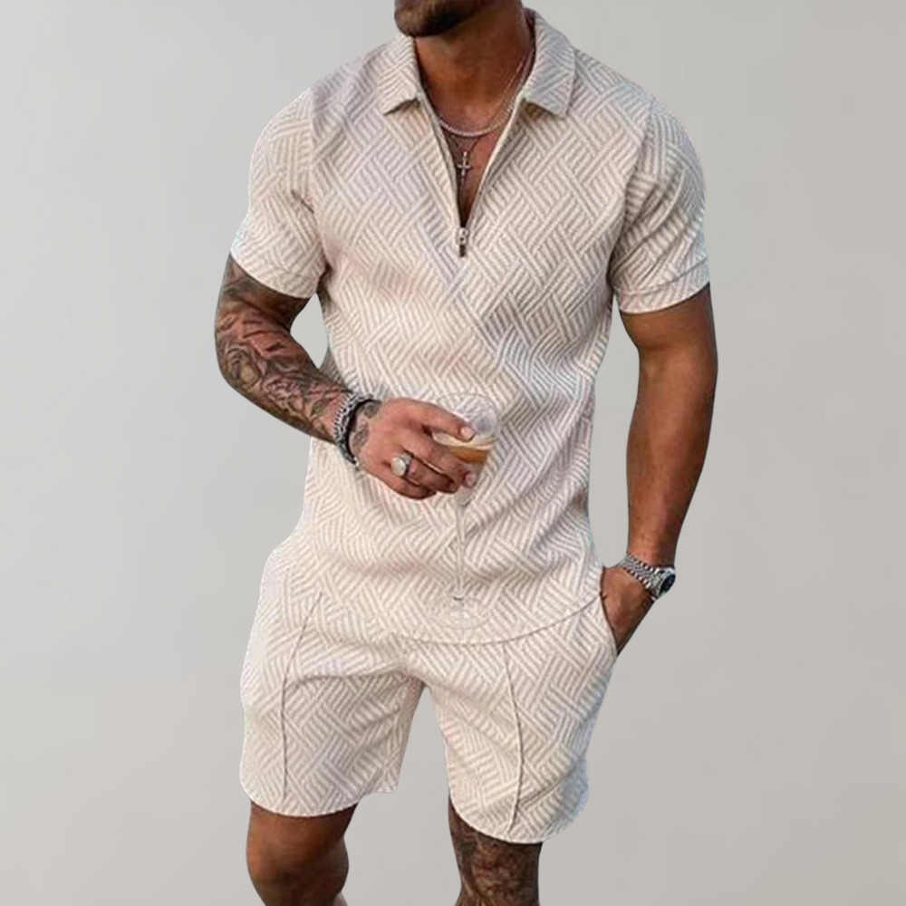 Elliot | Men’s Summer Polo & Shorts Set Zip Neck Casual 2-Piece Outfit