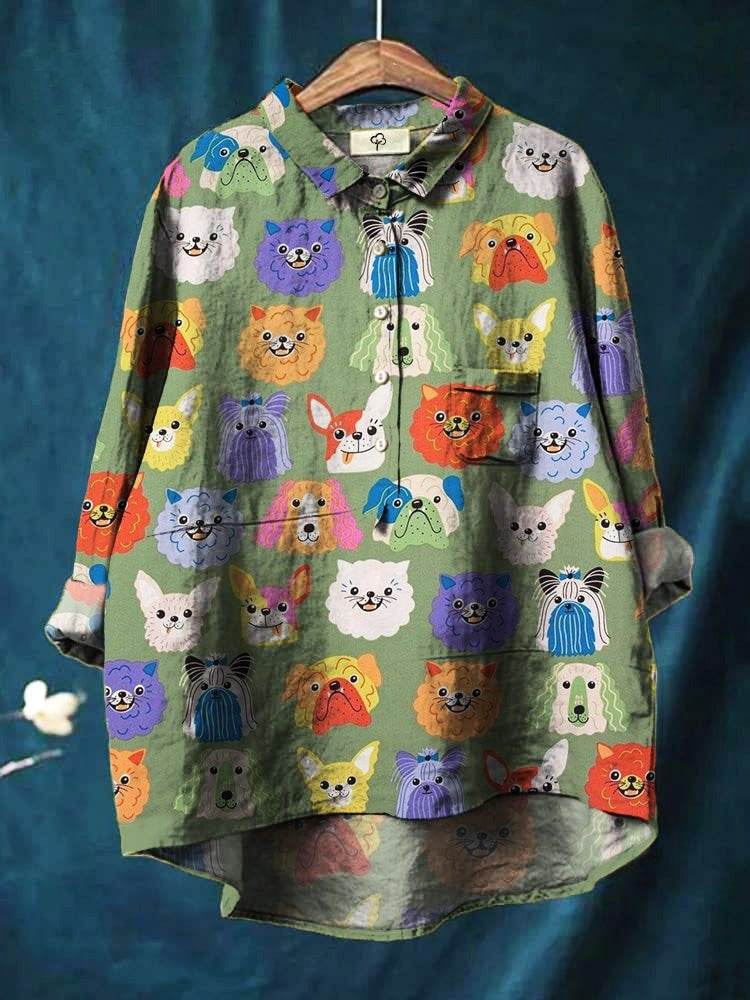 Ada | Dog Art Print T-Shirt Playful Graphic Tee in Soft Polyester