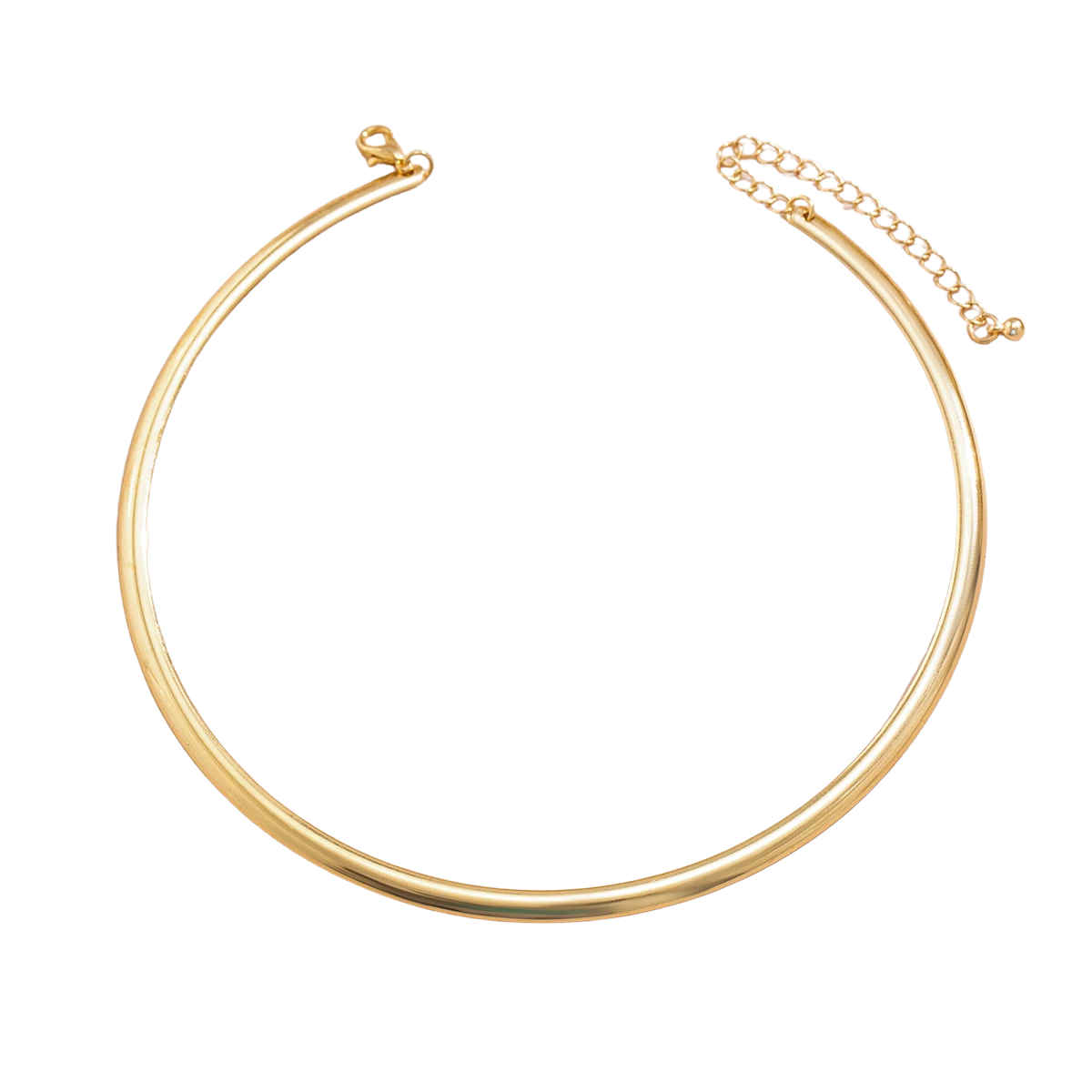 Women's Chunky Circle Torques Necklace – Trendy Choker Style, Lightweight Metal Alloy, Adjustable Fit