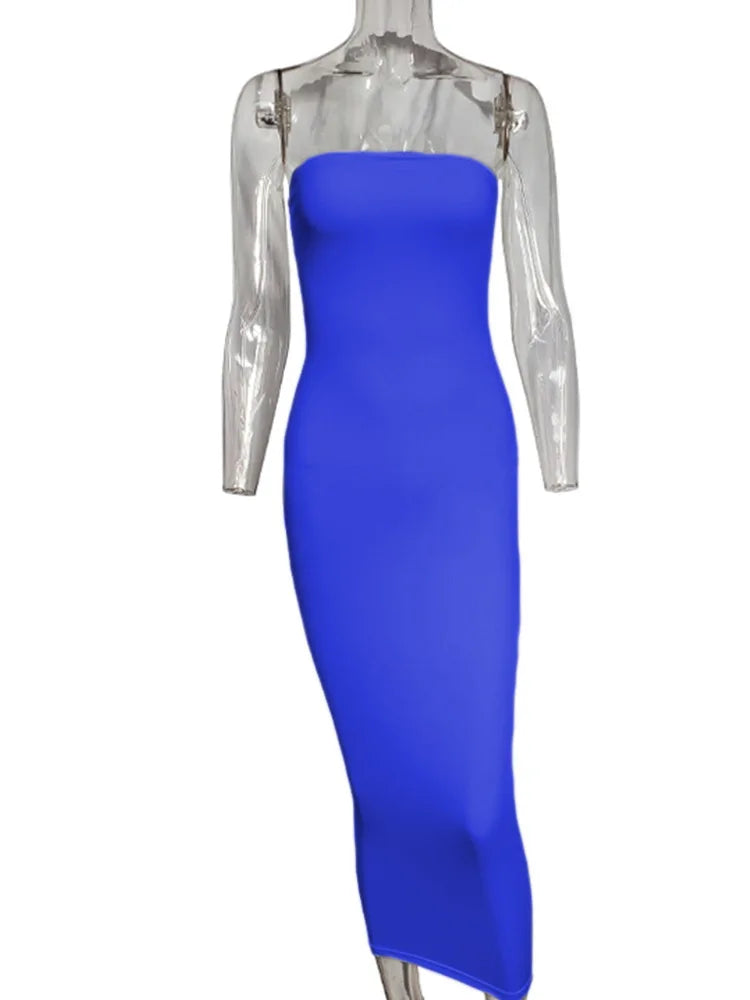 Variant image for Women's Solid Color Sleeveless Maxi Dress – Sexy Long Fit for Spring Summer-2