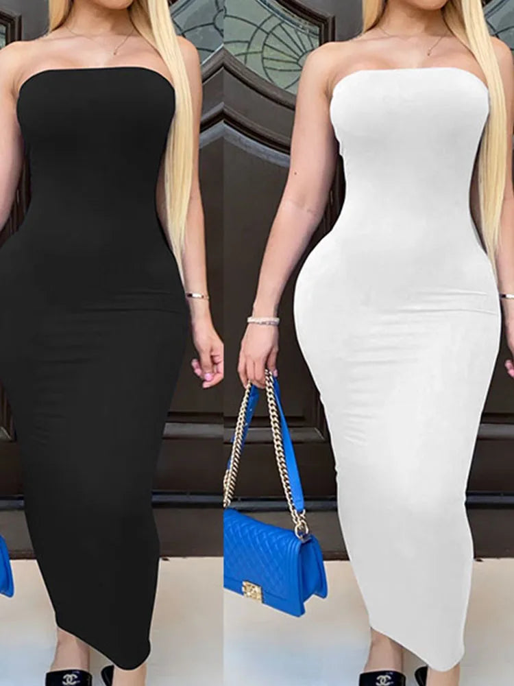Women's Solid Color Sleeveless Maxi Dress – Sexy Long Fit for Spring Summer
