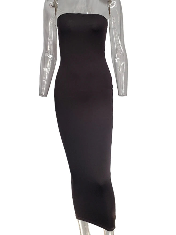 Variant image for Women's Solid Color Sleeveless Maxi Dress – Sexy Long Fit for Spring Summer-4