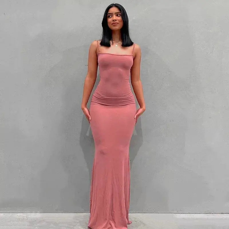 Variant image for Women's Floor-Length Mermaid Dress – Sleek Spaghetti Strap, Bodycon Fit, Elegant for Formal Occasions-4