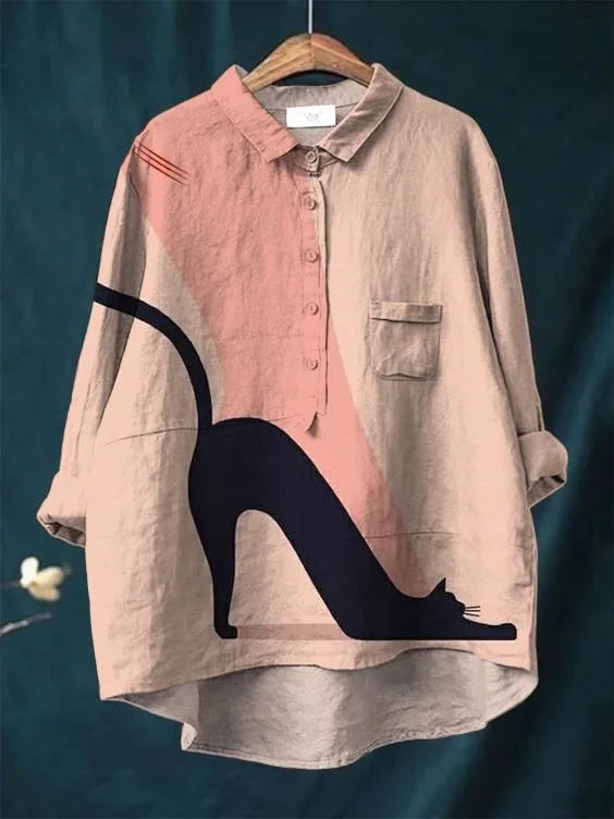Nancy | Artistic Cat Print Shirt Graphic Tee for Women