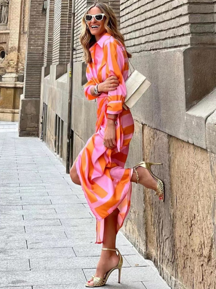Women's Wrap Summer Dress – Fitted Midi Length, Lightweight Polyester, Flattering Design