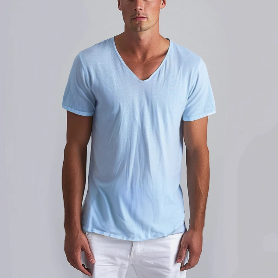 Daniel | Men's V-Neck Cotton T-Shirt Lightweight Breathable Casual Summer Tee