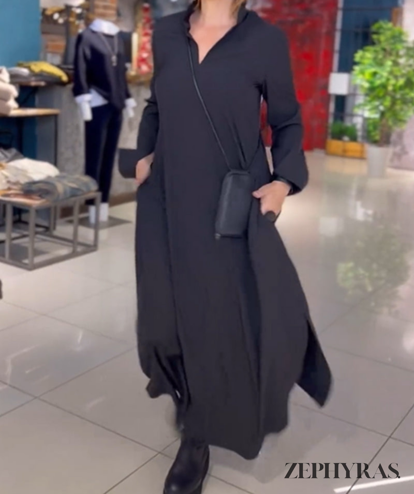 Women's Maxi Summer Dress – Elegant V-Neck, Flowy Fit, Lightweight Polyester