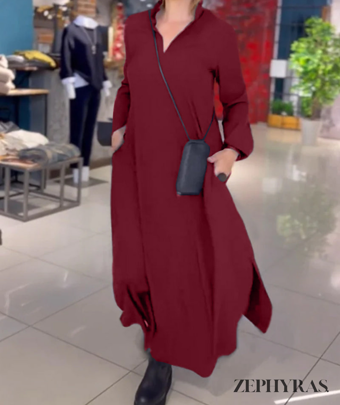 Variant image for Women's Maxi Summer Dress – Elegant V-Neck, Flowy Fit, Lightweight Polyester-6