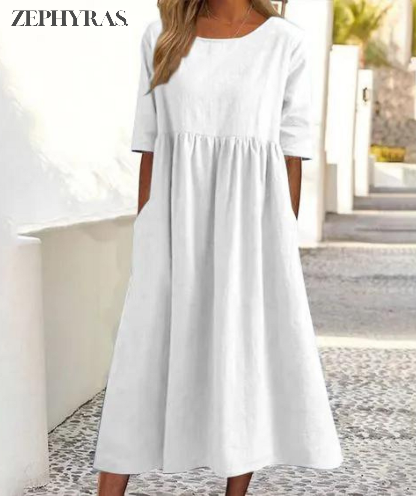 Variant image for Women's Maxi Summer Dress – Elegant V-Neck, Flowy Fit, Lightweight Rayon Blend-9