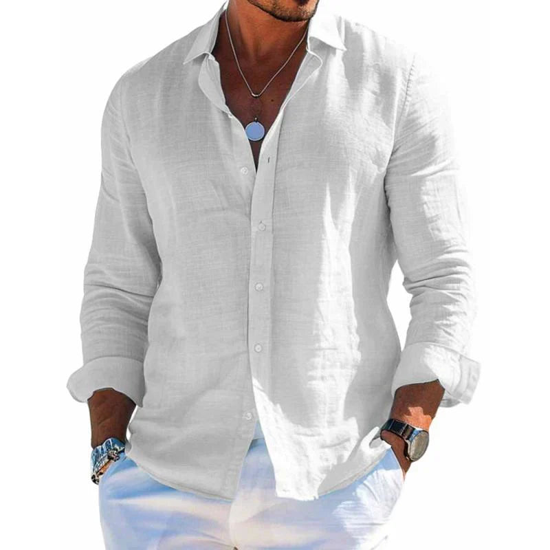 Logan | Men's Cotton Linen Shirt Breathable Casual Lapel Long Sleeve