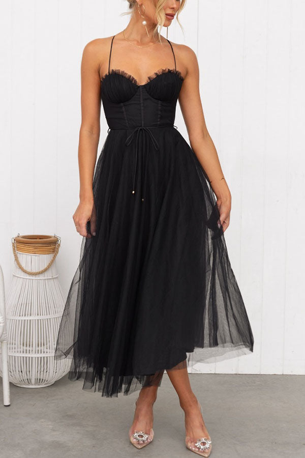 Rosie | Fairytale Maxi Dress Elegant Halter Formal Gown with Lace Detail