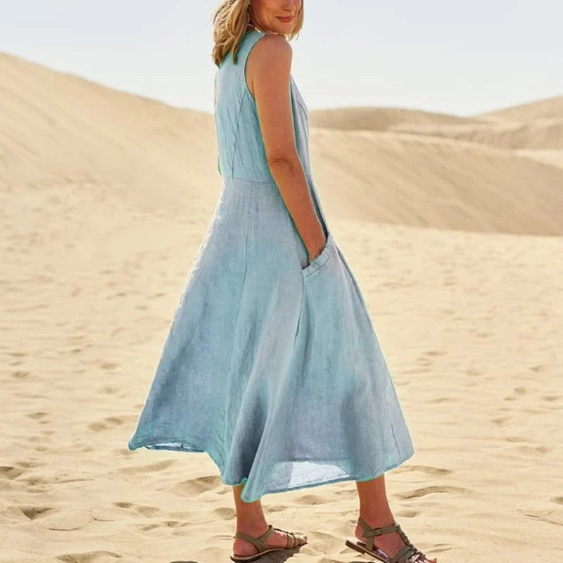 Women's Long Sleeve Maxi Dress – Elegant Flowing Design, Breathable Polyester, Summer Ready
