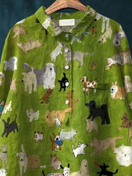 Mabel | Girls’ Dog Print T-Shirt – Cute Short Sleeve Tee for Spring Style