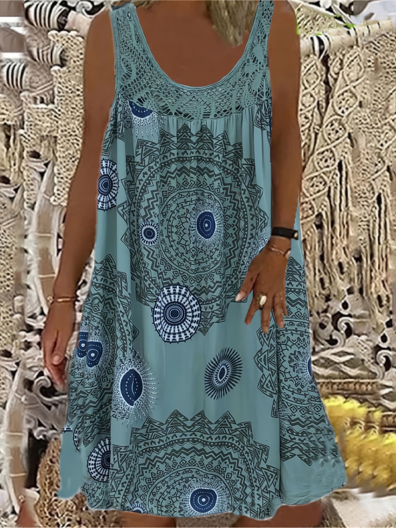Women's Floral Maxi Dress – Lightweight Polyester, Relaxed Fit, Round Neck, Summer Style
