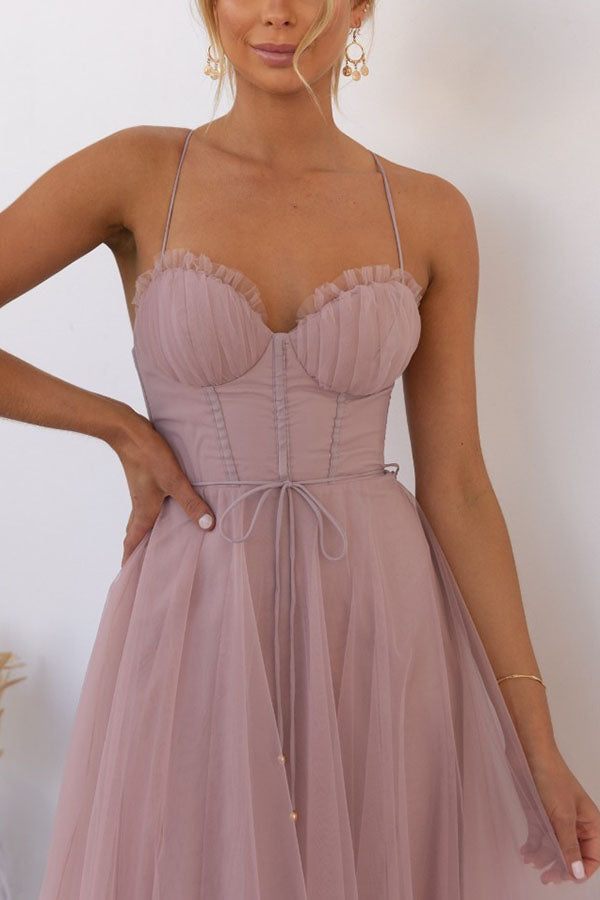 Rosie | Fairytale Maxi Dress Elegant Halter Formal Gown with Lace Detail