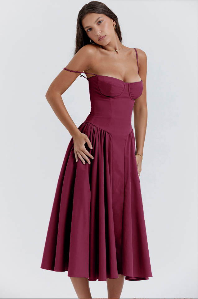 Variant image for Women's Midi Cocktail Dress – Sleeveless Corset Fit, Flattering Polyester, Perfect for Summer-41