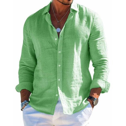 Logan | Men's Cotton Linen Shirt Breathable Casual Lapel Long Sleeve
