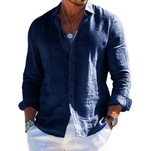 Logan | Men's Cotton Linen Shirt Breathable Casual Lapel Long Sleeve