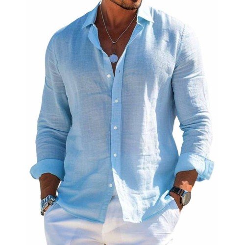 Logan | Men's Cotton Linen Shirt Breathable Casual Lapel Long Sleeve