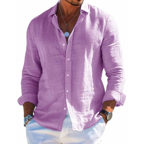 Logan | Men's Cotton Linen Shirt Breathable Casual Lapel Long Sleeve