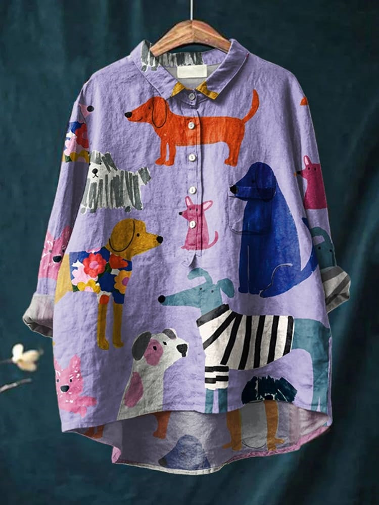 Ada | Dog Art Print T-Shirt Playful Graphic Tee in Soft Polyester